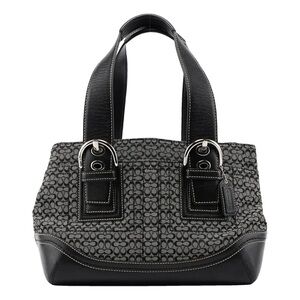 Coach Black Shoulder Bag with Structured Shape and Leather Trim